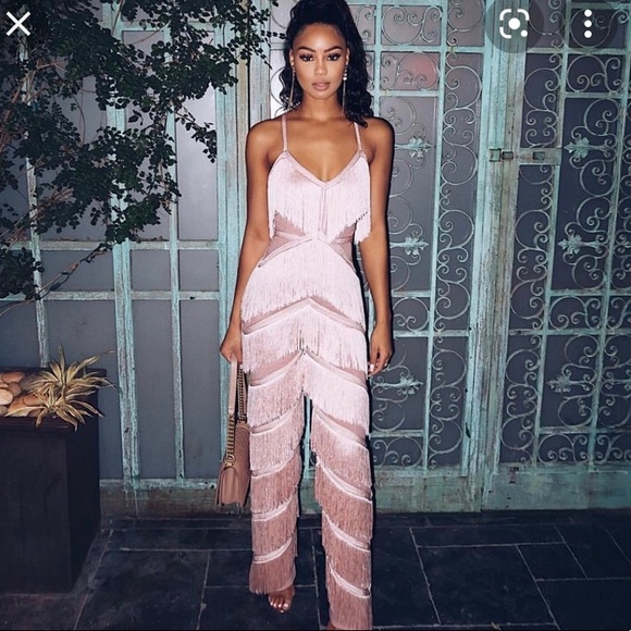 House of CB Pants & Jumpsuits House Of Cb Marcella Fringe Pink